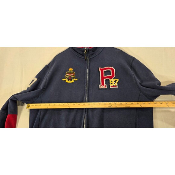 Vintage 90s Rugby USA Starter Jacket Varsity Letterman Patches Zip Navy Blue 2XL - Picture 14 of 16